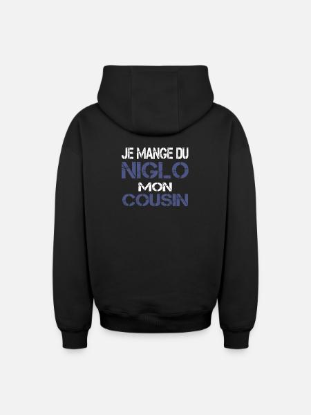 Je mange du Niglo - Sweat à capuche unisexe zippé oversize épais SPREAD - noir
