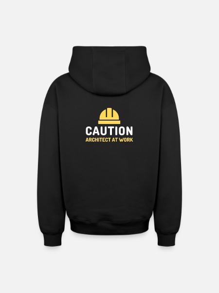 architect at work - Oversized Heavyweight Unisex Zip Hoodie - black