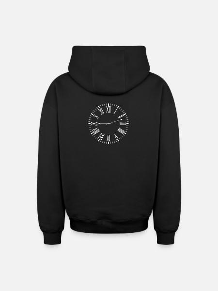 Roman clock - Oversized Heavyweight Unisex Zip Hoodie - black