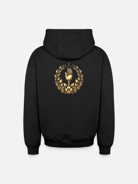 Gourmet Fork Logo - Oversized Heavyweight Unisex Zip Hoodie - black