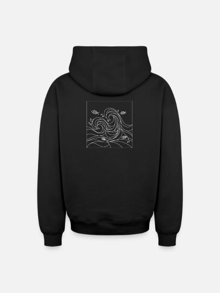 geometric ocean - Oversized Heavyweight Unisex Zip Hoodie - black