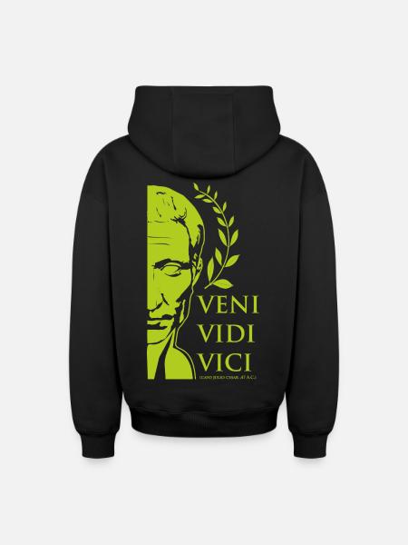 César vert - Sweat à capuche unisexe zippé oversize épais SPREAD - noir