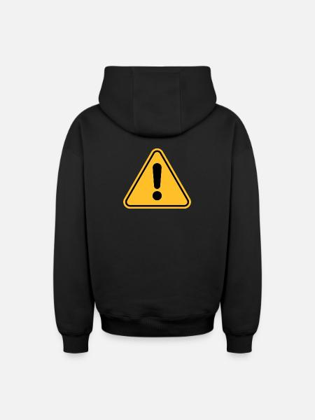 Warning sign / Exclamation point - Oversized Heavyweight Unisex Zip Hoodie - black