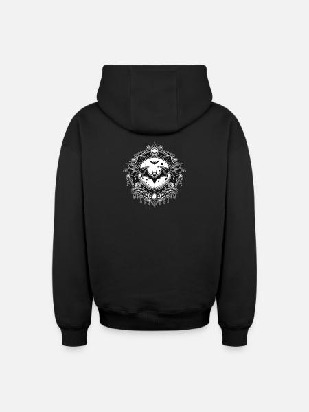 Bat Logo - Oversized Heavyweight Unisex Zip Hoodie - black