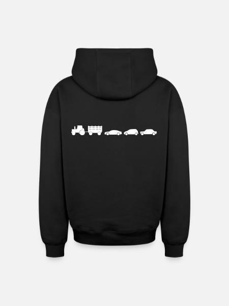 Traktor Anhänger Autos - Oversized Heavyweight Unisex Zip Hoodie - Schwarz