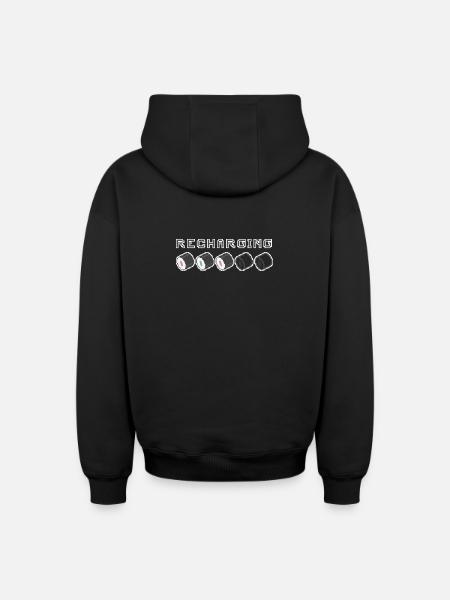 Recharging Pixel Sushi - Oversized Heavyweight Unisex Zip Hoodie - black