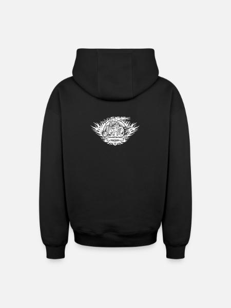 Tractor Pulling Logo - Oversized Heavyweight Unisex Zip Hoodie - black