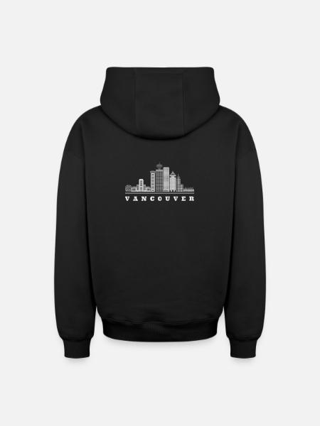 Vancouver Skyline Canada - Sweat à capuche unisexe zippé oversize épais SPREAD - noir