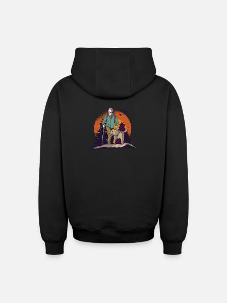 Walking with the dog - Oversized Heavyweight Unisex Zip Hoodie - black