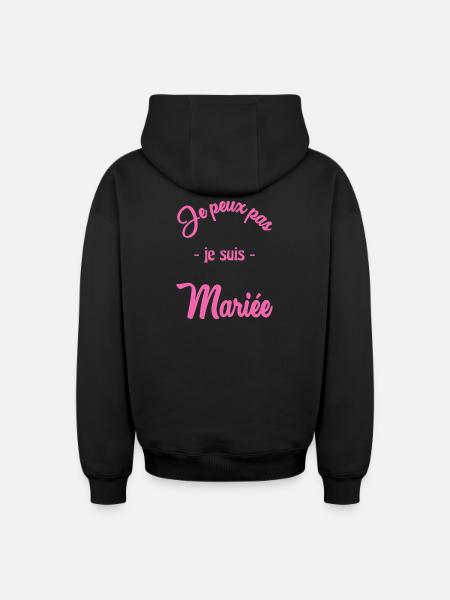I CAN'T I'M MARRIED - Oversized Heavyweight Unisex Zip Hoodie - black