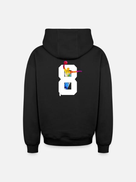 NUMBER 8 BASKETBALL 8TH BIRTHDAY - Oversized Heavyweight Unisex Zip Hoodie - black