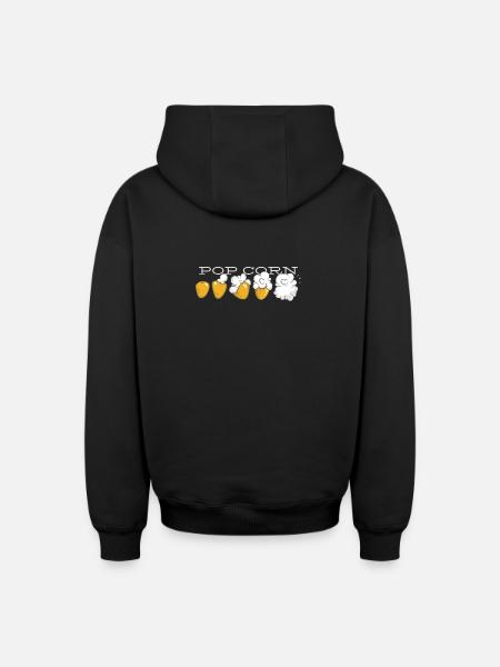 Popcorn Evolution - Oversized Heavyweight Unisex Zip Hoodie - Schwarz