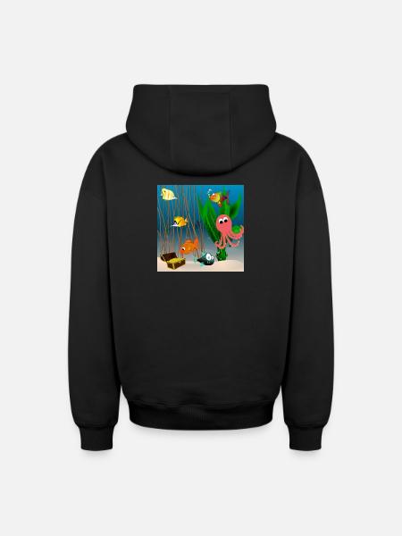 Marine life - Oversized Heavyweight Unisex Zip Hoodie - black