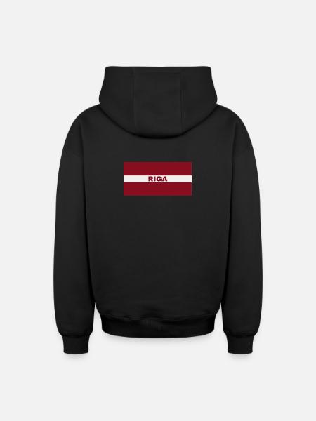 Riga en drapeau letton - Sweat à capuche unisexe zippé oversize épais SPREAD - noir