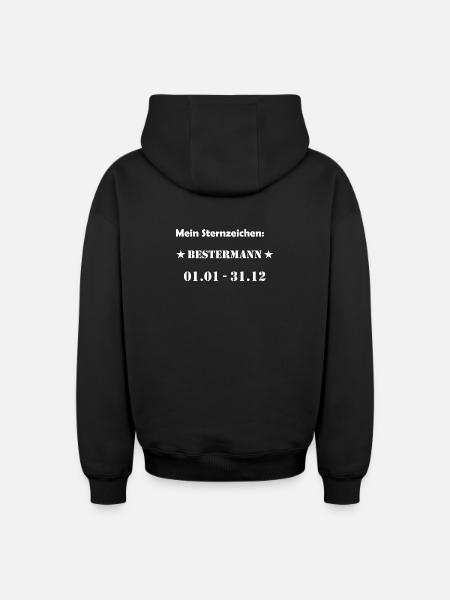 Bester Mann Wassermann Sternzeichen - Oversized Heavyweight Unisex Zip Hoodie - Schwarz