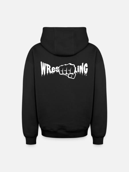 Wrestling - Oversized Heavyweight Unisex Zip Hoodie - black