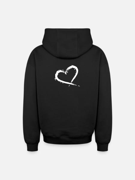 herz - Oversized Heavyweight Unisex Zip Hoodie - Schwarz
