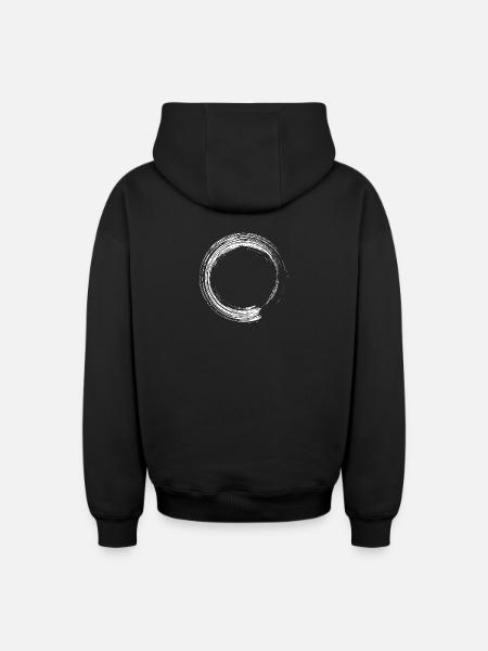 Circle design brush icon white - Oversized Heavyweight Unisex Zip Hoodie - black