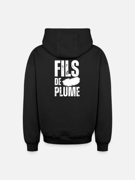 Fils de Plume - Sweat à capuche unisexe zippé oversize épais SPREAD - noir