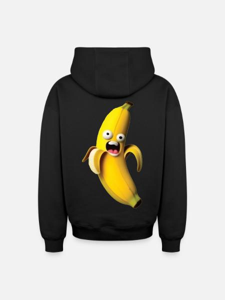 Figure de banane expressive avec un visage - Sweat à capuche unisexe zippé oversize épais SPREAD - noir