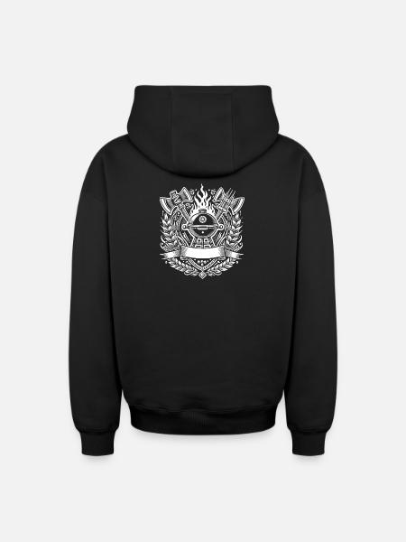 Grill BBQ Logo - Oversized Heavyweight Unisex Zip Hoodie - black