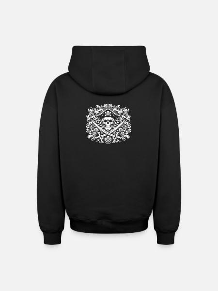 Pirate logo - Oversized Heavyweight Unisex Zip Hoodie - black
