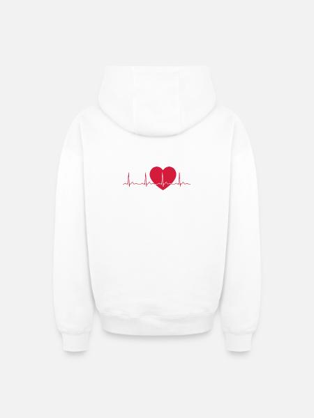 Heartbeat ECG Line Medical Pulse Wave Icon Vector - Oversized Heavyweight Unisex Zip Hoodie - white