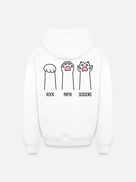 Rock Paper Scissors - Oversized Heavyweight Unisex Zip Hoodie - white