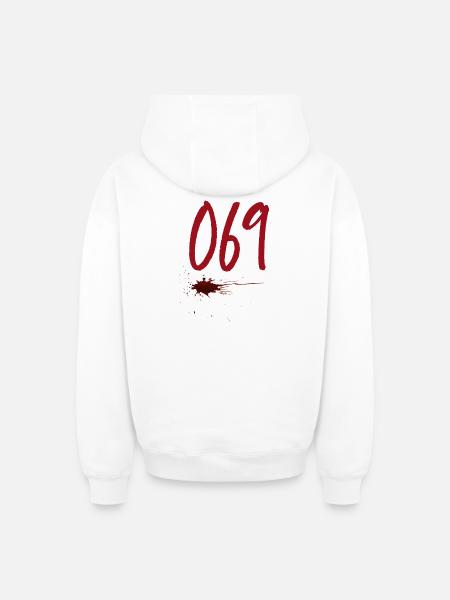 Postal Code Frankfurt 069 - Oversized Heavyweight Unisex Zip Hoodie - white