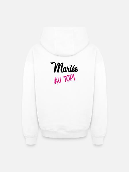 MARIAGE - Sweat à capuche unisexe zippé oversize épais SPREAD - blanc