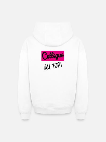 COLLEGUE - Sweat à capuche unisexe zippé oversize épais SPREAD - blanc
