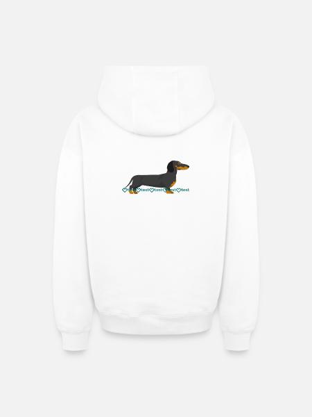 Image du teckel - Sweat à capuche unisexe zippé oversize épais SPREAD - blanc