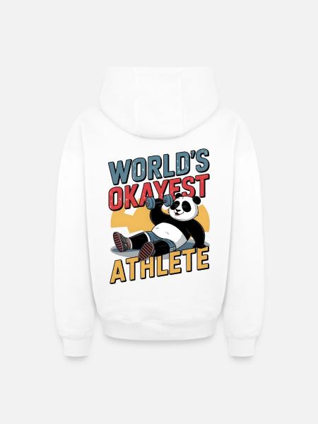 World's Okayest Athlete - Oversized Heavyweight Unisex Zip Hoodie - white