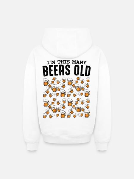 Beer Mug Pattern Collection Birthday 50 - Oversized Heavyweight Unisex Zip Hoodie - white