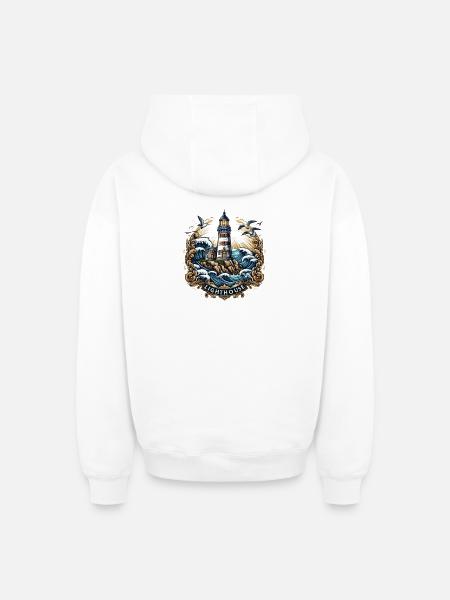 Lighthouse Logo - Oversized Heavyweight Unisex Zip Hoodie - white