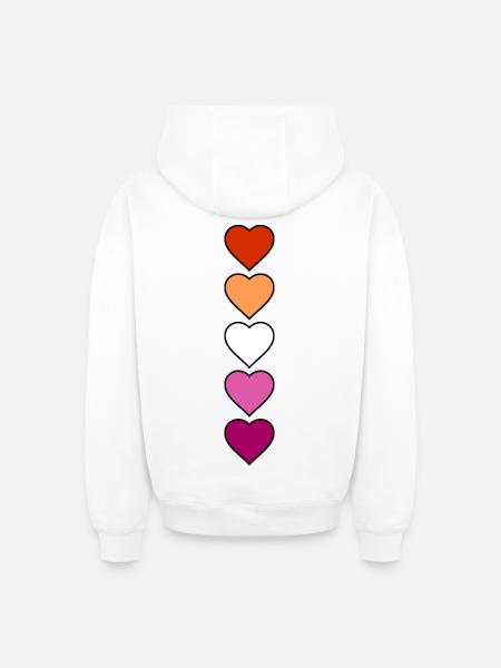Lesbian Lesbian Hearts - Oversized Heavyweight Unisex Zip Hoodie - white