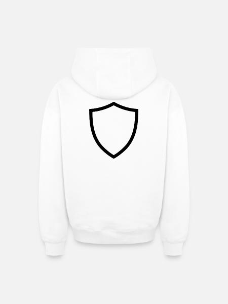 shield icon logo shape security - Oversized Heavyweight Unisex Zip Hoodie - white