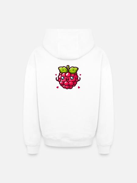 Framboise d'amour - Sweat à capuche unisexe zippé oversize épais SPREAD - blanc