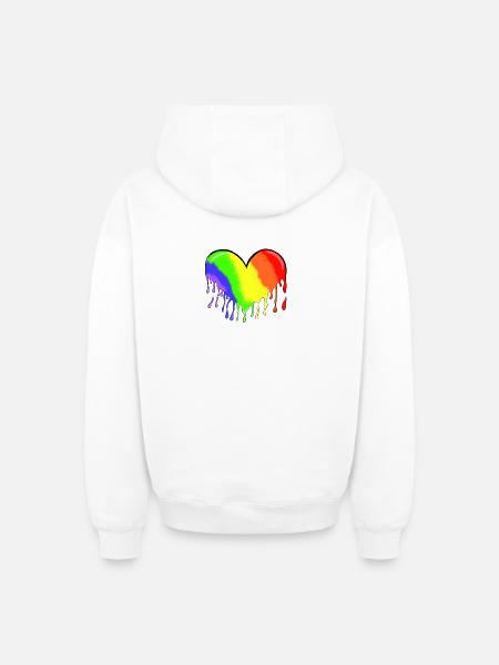 Heart - Oversized Heavyweight Unisex Zip Hoodie - white