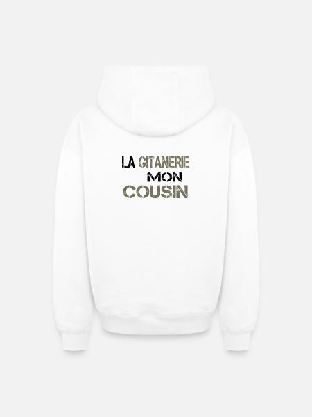 La gitanerie mon cousin - Sweat à capuche unisexe zippé oversize épais SPREAD - blanc