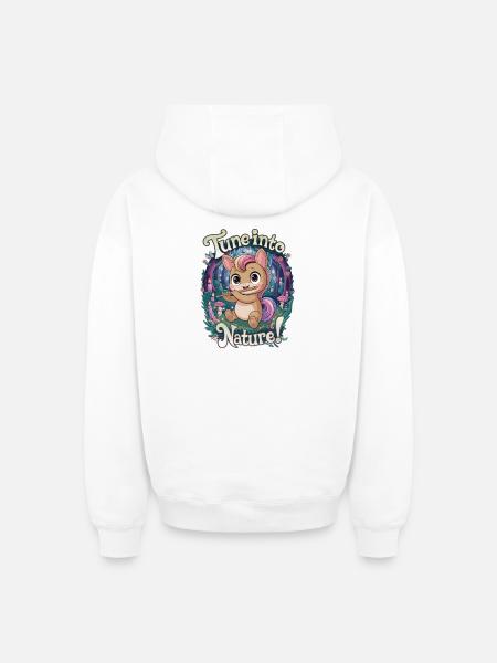 Tune Into Nature! - Oversized Heavyweight Unisex Zip Hoodie - white