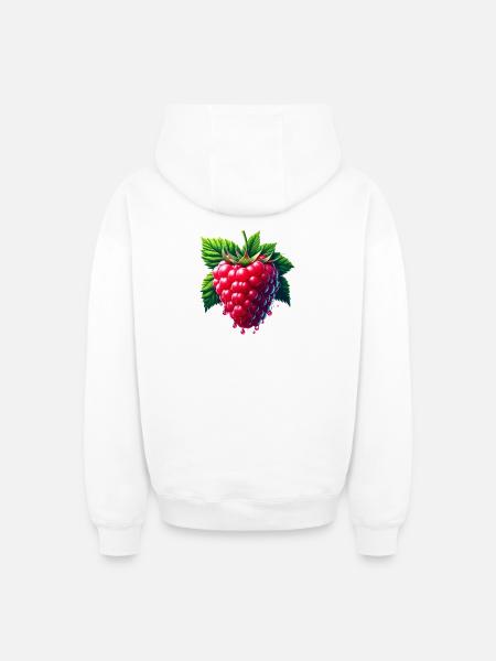 Runny leafy raspberry - Oversized Heavyweight Unisex Zip Hoodie - white