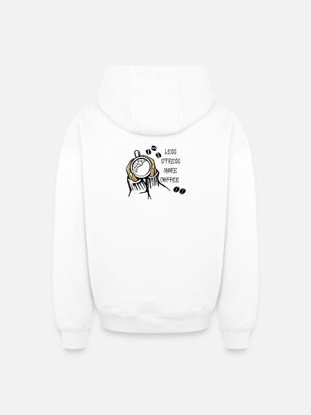 Less Stress More Coffee - Oversized Heavyweight Unisex Zip Hoodie - white