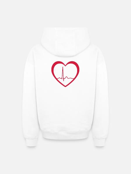 Heartbeat ECG Line Medical Pulse Wave Icon Vector - Oversized Heavyweight Unisex Zip Hoodie - white