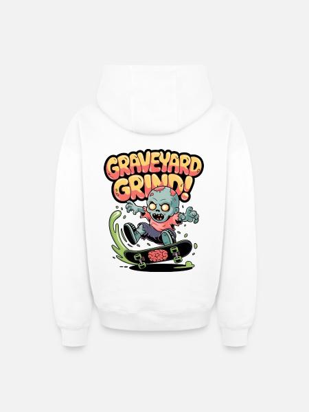 Friedhofs-Grind! - Oversized Heavyweight Unisex Zip Hoodie - Weiß