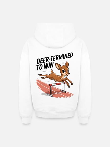 Deer-Termined pour gagner - Sweat à capuche unisexe zippé oversize épais SPREAD - blanc
