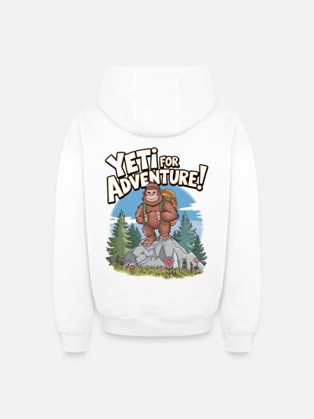 Yeti For Adventure - Oversized Heavyweight Unisex Zip Hoodie - white