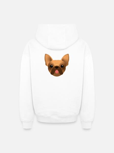 Bouledogue Français - Frenchie - Bully - Langue - Sweat à capuche unisexe zippé oversize épais SPREAD - blanc