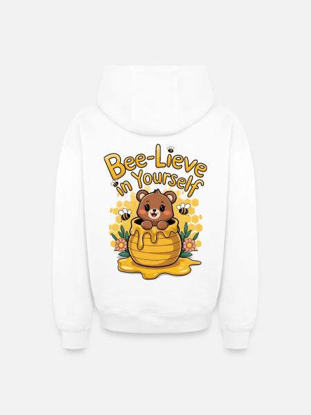 Croyez en vous-même - Sweat à capuche unisexe zippé oversize épais SPREAD - blanc