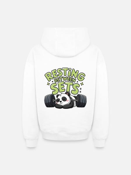 Resting Between Sets - Oversized Heavyweight Unisex Zip Hoodie - white